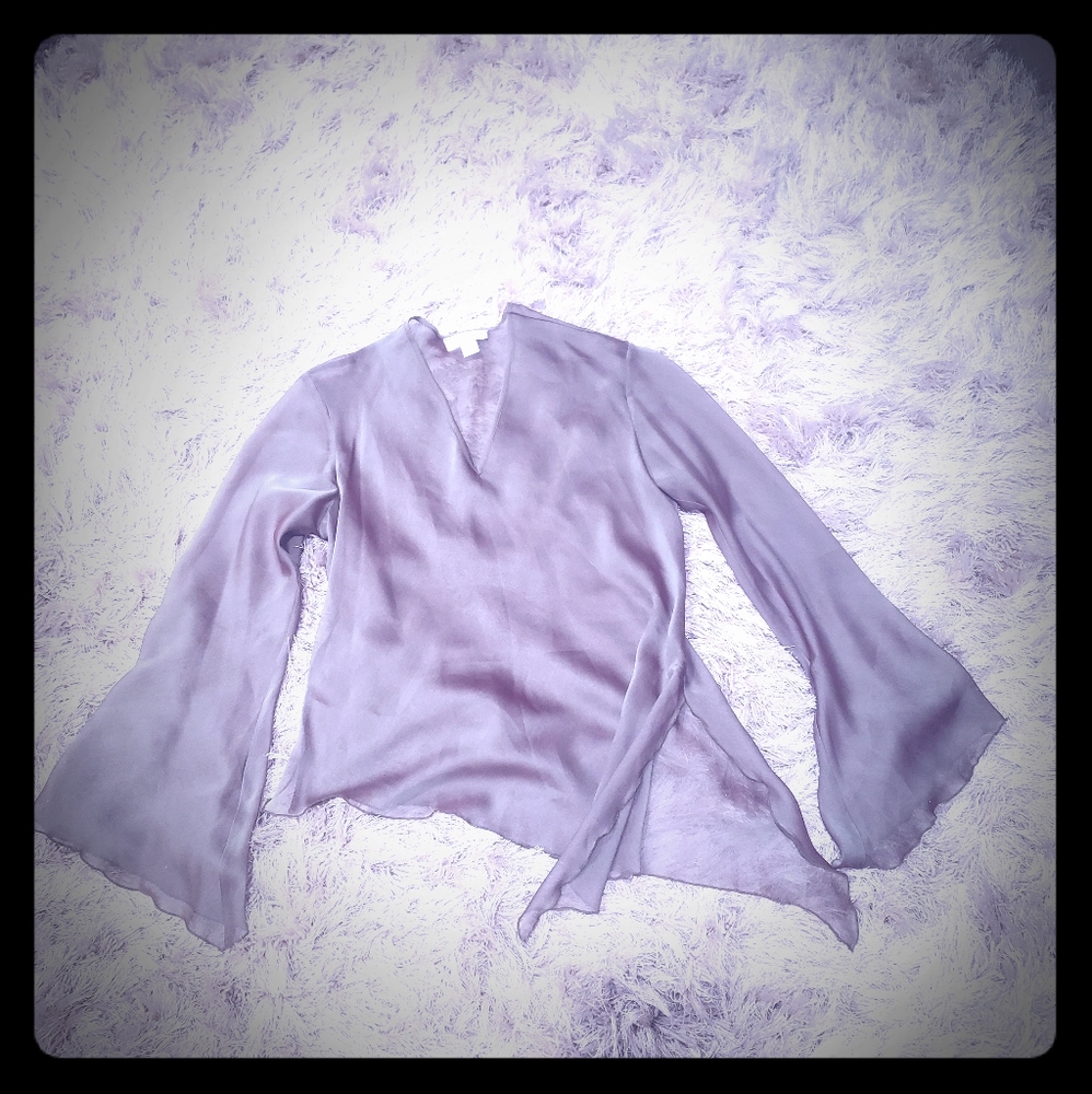 Sexy sheer and iridescent army green bell sleeve